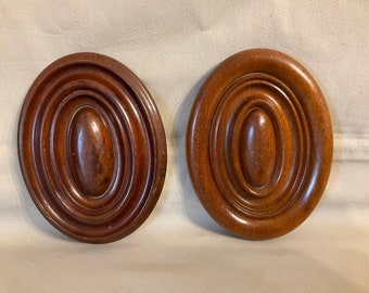 A pair of French  Antique Oval wooden Picture frame  hook covers, mounts, Home Decor, Chateau chic, Architectural Salvage