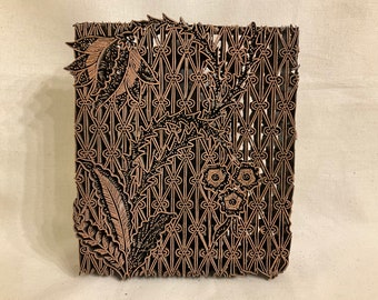 Antike indonesische Batik Tjaps, Kupferdruckplatten, Wellendesign, Textil, Wachs, Druck, Wandkunst, Asiatische Kunst, Kunsthandwerk
