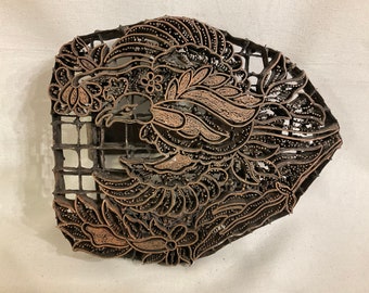 Antique Indonesian Batik Tjaps, Copper Printing Blocks, Bird Design, Textile, Wax ,Printing,Wall Art, Asian Art, Arts & Crafts