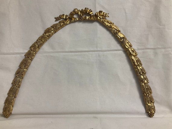French Bronze Furniture Trim: Antique Bows, Ribbons, Laurel Leaf Pediment