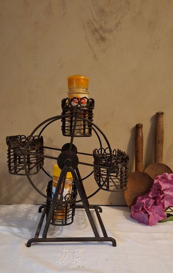 French Vintage Ferris Wheel Spice Rack Rustic French Kitchen Decor Farmhouse Chic Kitchenailia Etsy UK