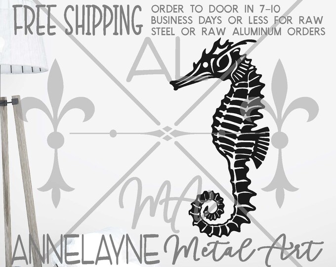 Seahorse - 50028- Sea Life Metal Cutout, Plasma Cut Metal, Metal Cut Out, Metal Art, Door Hanger, Metal Sign, Steel Sign, Aluminum Sign