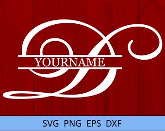 D Split monogram SVG Split letter svg Monogram font Split alphabet Svg files Divided Initial svg ...