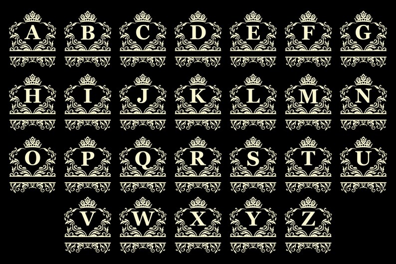 Download 26 Split royal monogram SVG Family name svg Split alphabet | Etsy
