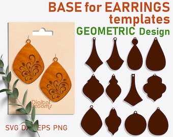 Earring Shapes SVG: Laser Cut Wood Template Bundle Basic Earring (Digital Download)