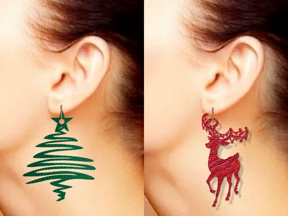 Download Free 12 Leather Earring Svg Christmas Svg Wood Earring Template Svg Etsy SVG DXF Cut File