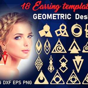 Geometric earrings svg bundle Wood Earring template svg files for cricut Acrylic pendant svg Necklace Jewelry Cut Files