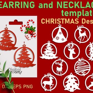 Christmas earring svg bundle Leather earring svg Christmas tree template Christmas deer Wood Earring template dxf png