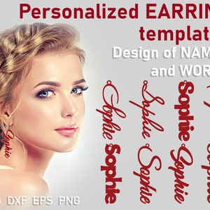 Personalized Leather earring svg Wood Earring template svg Acrylic pendant svg  Custom name Jewelry Cut Files dxf png eps