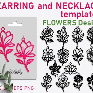 Floral Earrings SVG Bundle | Boho Botanical Laser Cut Designs | Flower Dangle Earring Templates for Cricut Glowforge and Laser Cutting