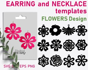 Flower Earrings SVG: Wood & Leather Template (Digital Download)