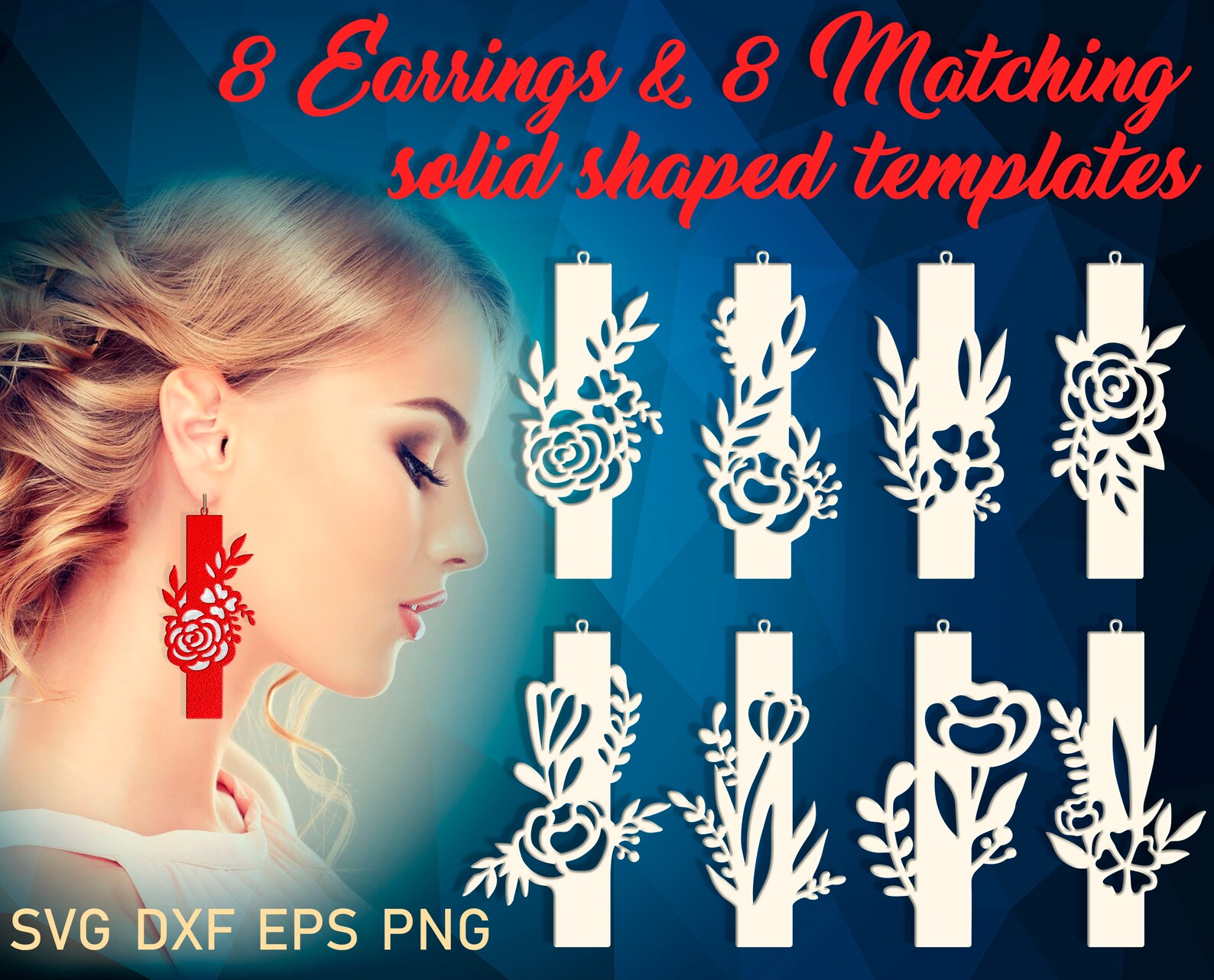 Download Leather earring svg bundle Wood earring template Flowers | Etsy