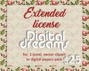 Extended production license for clipart, vector graphics, digital clipart, instant download