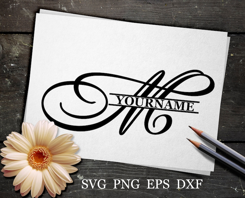Download M Split monogram SVG Family name svg Split letter svg Wedding | Etsy