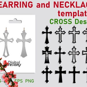 Cross earring svg bundle Christian cross necklace template Religious svg Acrylic pendant svg Jewelry laser cut files dxf png eps