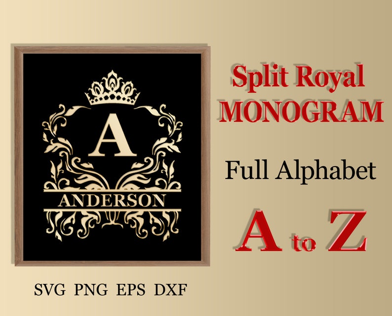 Download 26 Split royal monogram SVG Family name svg Split alphabet ...