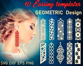 Leather earring svg bundle Wood necklace template Cricut earring svg Acrylic pendant svg Jewelry  laser cut files dxf png eps