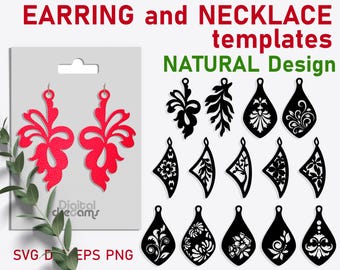Damask Earring SVG Bundle: Leather & Wood Template (Digital Download)