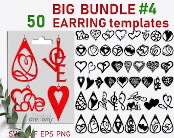Love Heart Earring SVG Bundle: Jewelry Cut Files (Digital Download)