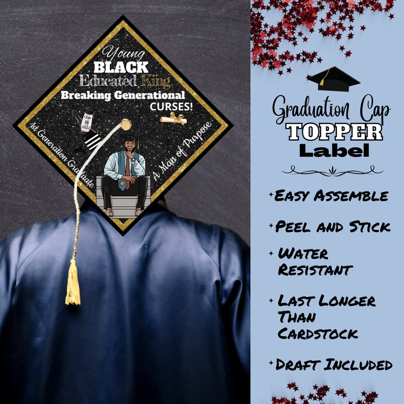 Graduation cap topper label/ 1st generation graduate image 1