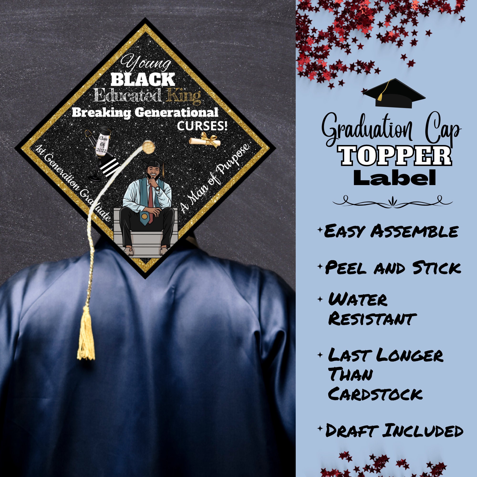 Graduation Cap Topper Label/ 1st Generation Graduate 