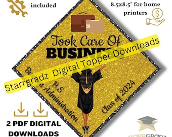 Grad Cap Digital Design/ Download / Took Care of Business/ MBA/ Gold