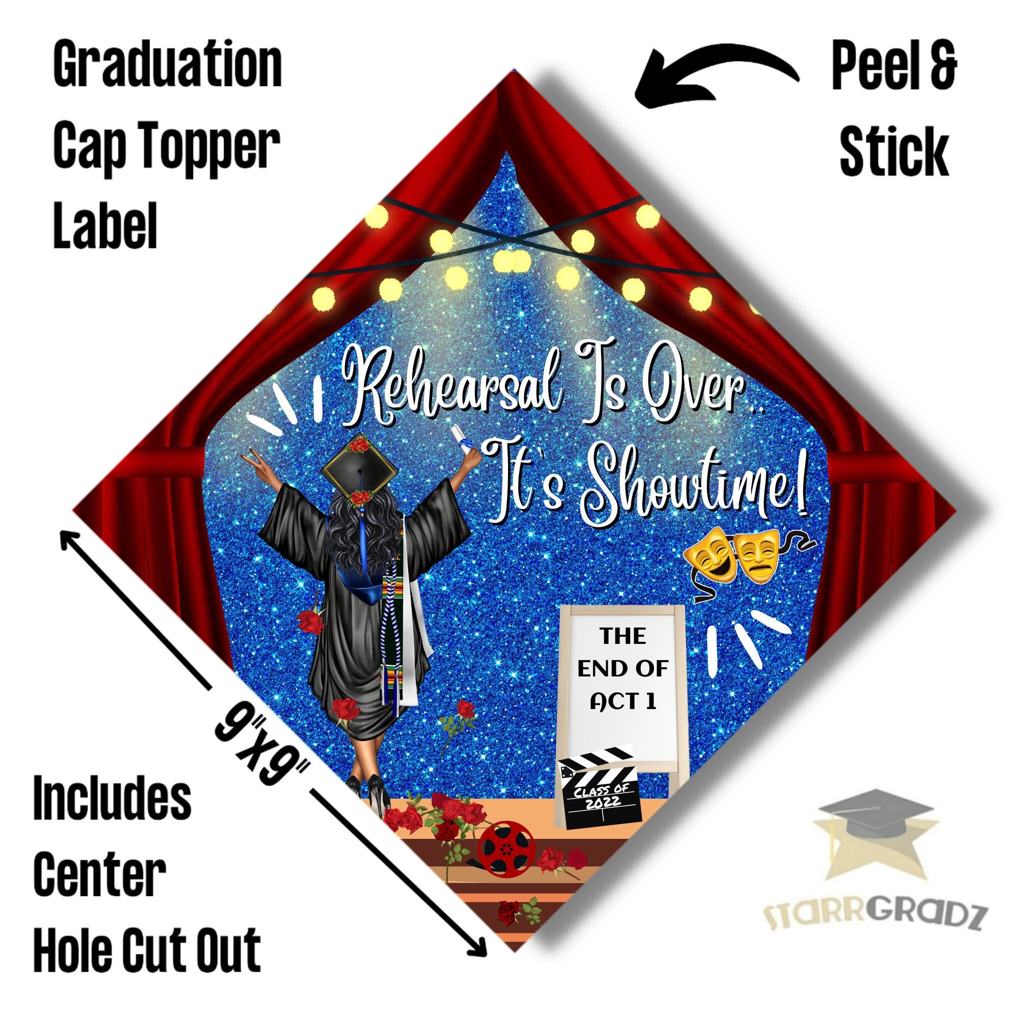 Graduation Cap Topper Label/ It's Showtime
