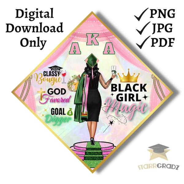 Grad Cap Digital Design/ Download / black girl magic