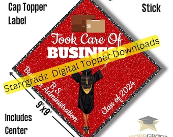 Grad Cap Digital Design/ Download / Took Care of Business/ MBA/ Red