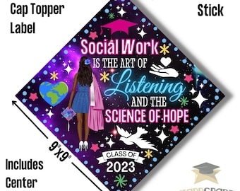 Grad Cap Digital Design/ Download / socialwork/ science of hope