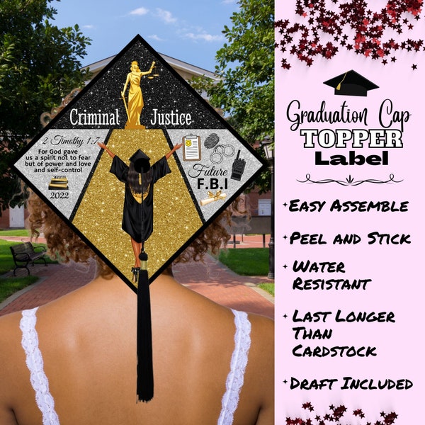 Graduation Cap Topper Label/Criminal Justice Major/ Future FBI