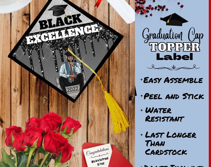 Graduation Cap Topper Label/ Black Excellence - Etsy