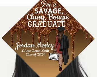 Graduation cap topper label/ classy bougie Graduate
