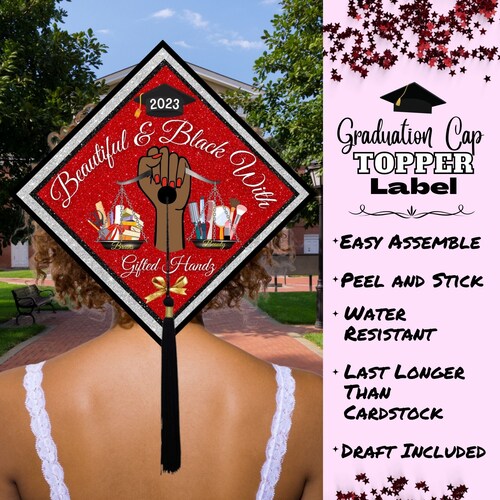 Graduation Cap Toppers Label/ Black and Beautiful/ BRAINS/ Etsy