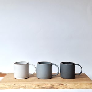 Handmade Ceramic Mug // Minimalist Stoneware Cup // Matte White, Gray or Black // Everyday Coffee or Tea Mug // 250 ml
