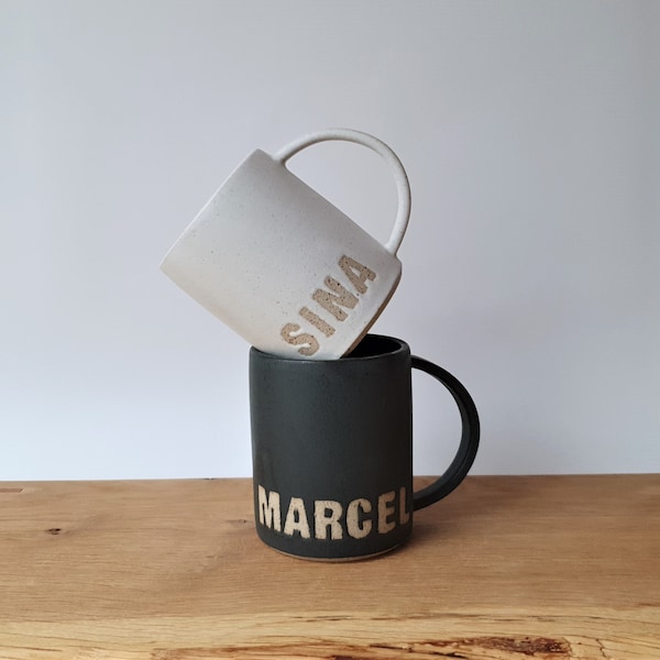 Handmade Personalised Coffee Mug // Modern Ceramic Cup // Tea Cup // Stoneware // Matt Glaze