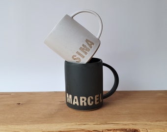 Handmade Personalised Coffee Mug // Modern Ceramic Cup // Tea Cup // Stoneware // Matt Glaze