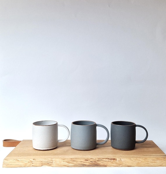 Handmade Ceramic Mug // Minimalist Stoneware Cup // Matte White, Grey or Black // Everyday Coffee or Tea Mug // 250 ml