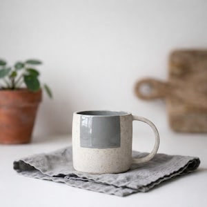 Handmade Stoneware Coffee Mug // Color Block Design 250ml // Scandinavian Pottery