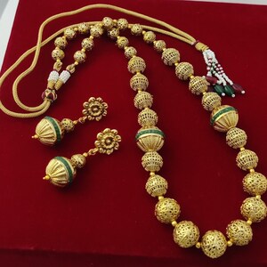 Indian Bollywood Gold plated Pearl beads polki necklace earring set women wedding necklace Bridal Jewelry, Bollywood Ethnic rani haar