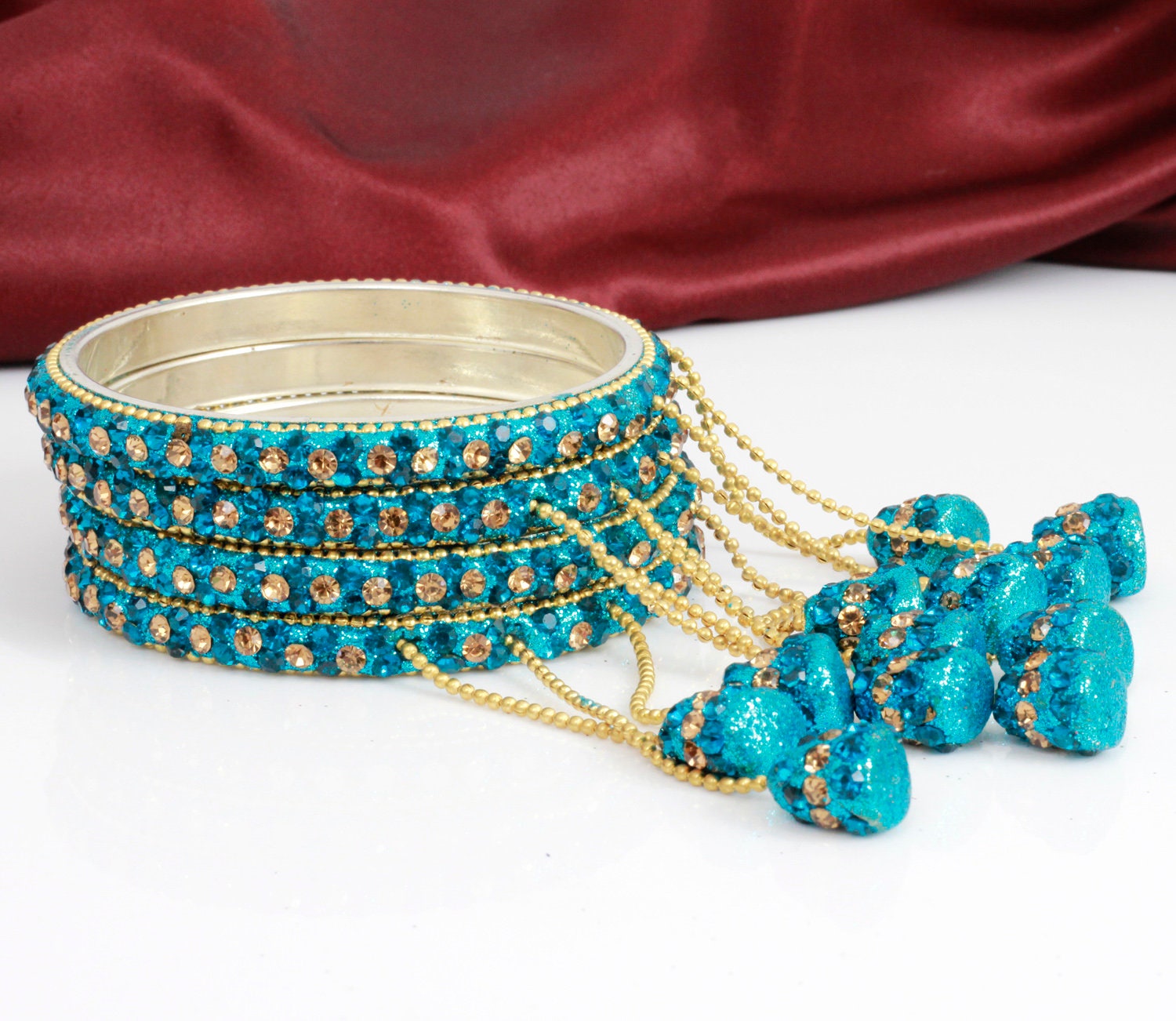 Buy 3 Pairs in Different Color Lovely Design Kundan and Ghungroo Work Bangles  Latkan,tassel,dangling Bangles A Lovely Jewelry for Bridal Wedding Online  in India - Etsy