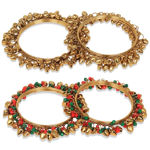 Traditional Indian Bollywood Antique Gold Plated Metal Bangles Kada Women Wedding & Partywear Ghungroo Bangles Jewelry Multi Color Bangles