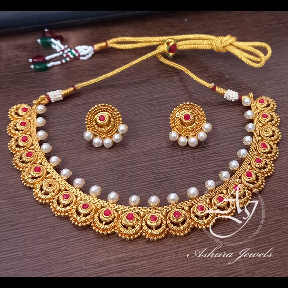 Traditional 18k Gold Plated Choker Necklace Set