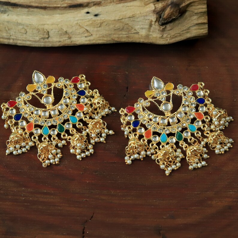 Indian 22K Gold Plated Bahubali 5 Jhumka Jhumki Earrings Multi Etsy