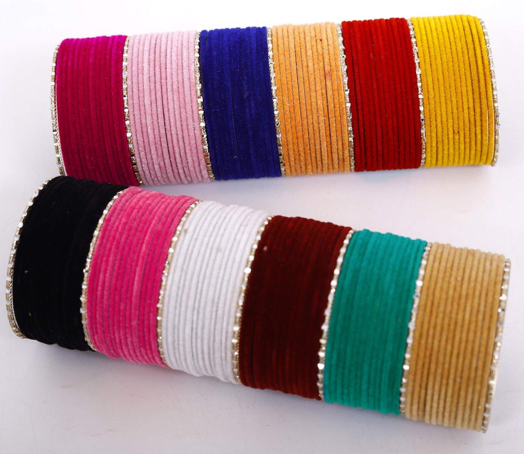 Full Set of Mix and Matching Velvet Bangles 12 Colors 158 Pcs Indian Bracelet Kada Velvet Bangles Bollywood Bangles Bangle Churi Etsy UK