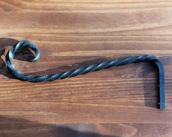 Large Plant Hook, Decorative Black Steel Wall Hanger