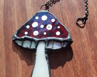 Red Mushroom Suncatcher *suncatcher *Stained Glass *Window Hangings *Handmade