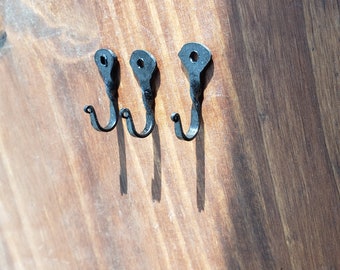Forged Mini Hooks (3 Pack), Blackened Steel, Jewelry/Key Organizer