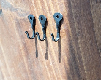 Mini Hooks (3 pack) *wall hooks *jewelry organizer *necklace hook * small hooks *picture hook *forged *key hook *decorative hooks