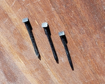 3 Pack Square Head Forged Nails, Blackened Steel, 1.5 inch